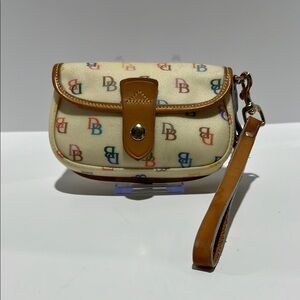 Vintage Dooney & Bourke Rainbow Monogram PVC and Leather Wristlet